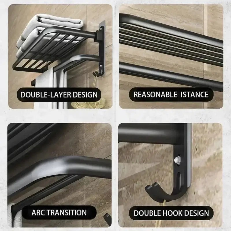 Double Layers Folding Bath Towel Holder