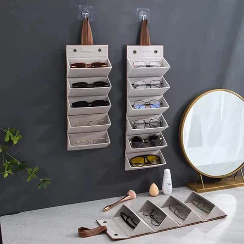Premium Leather Foldable Sun Glasses Organizer