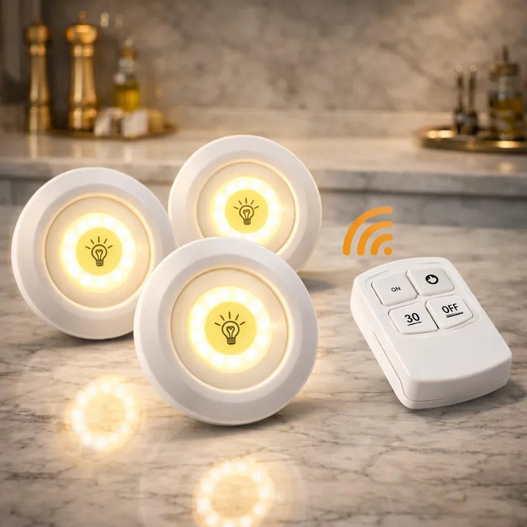 Pack of 3 Wireless LED Night Lights with Remote Control – Ultra-Bright