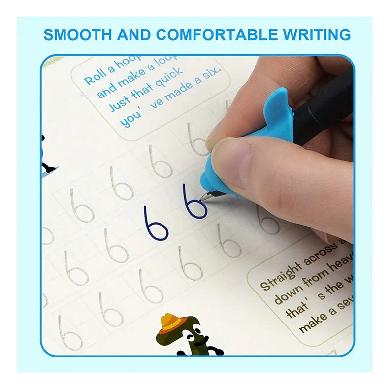 Kids Magic Practice Book (4 Books + 1 Pen + 1 Grip + 8 Refill)