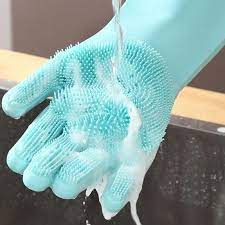 Silicon Washable & Reusable Washing Glovesss